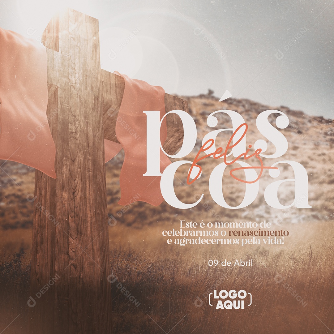 Este é o Momento de Celebramos O Renascimento e Agradecimento Pela Vida Páscoa Social Media PSD Editável