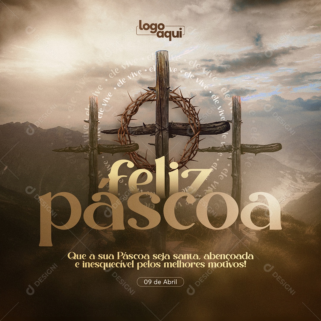 Que A Sua Páscoa Seja Santa Feliz Páscoa 9 De Abril Social Media PSD Editável