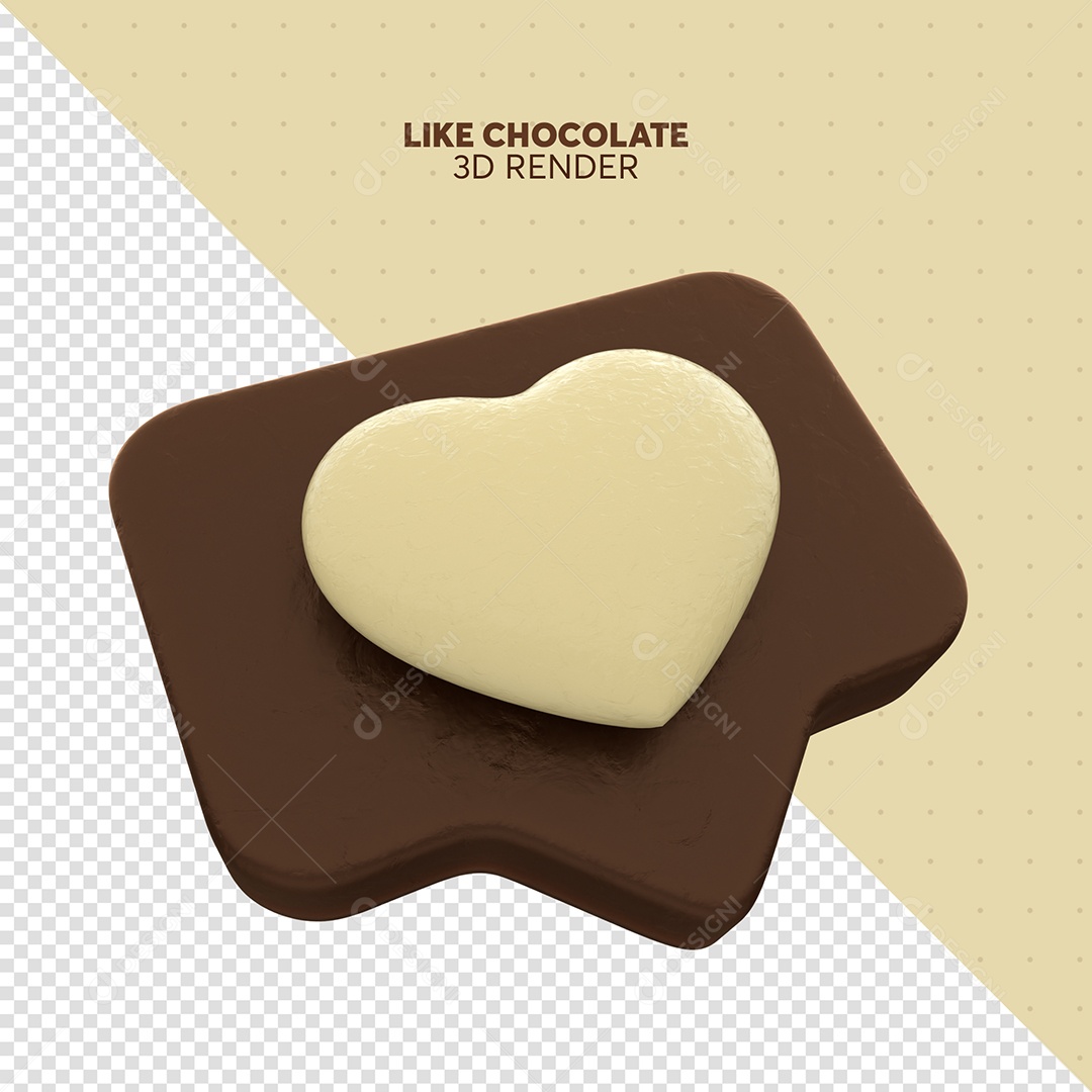 Like De Chocolate Branco Elemento 3D De Páscoa Para Composição PSD