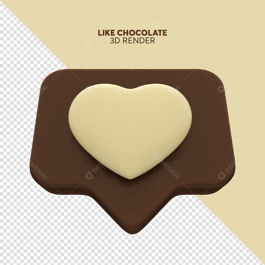 Like De Chocolate Branco Elemento 3D De Páscoa Para Composição PSD