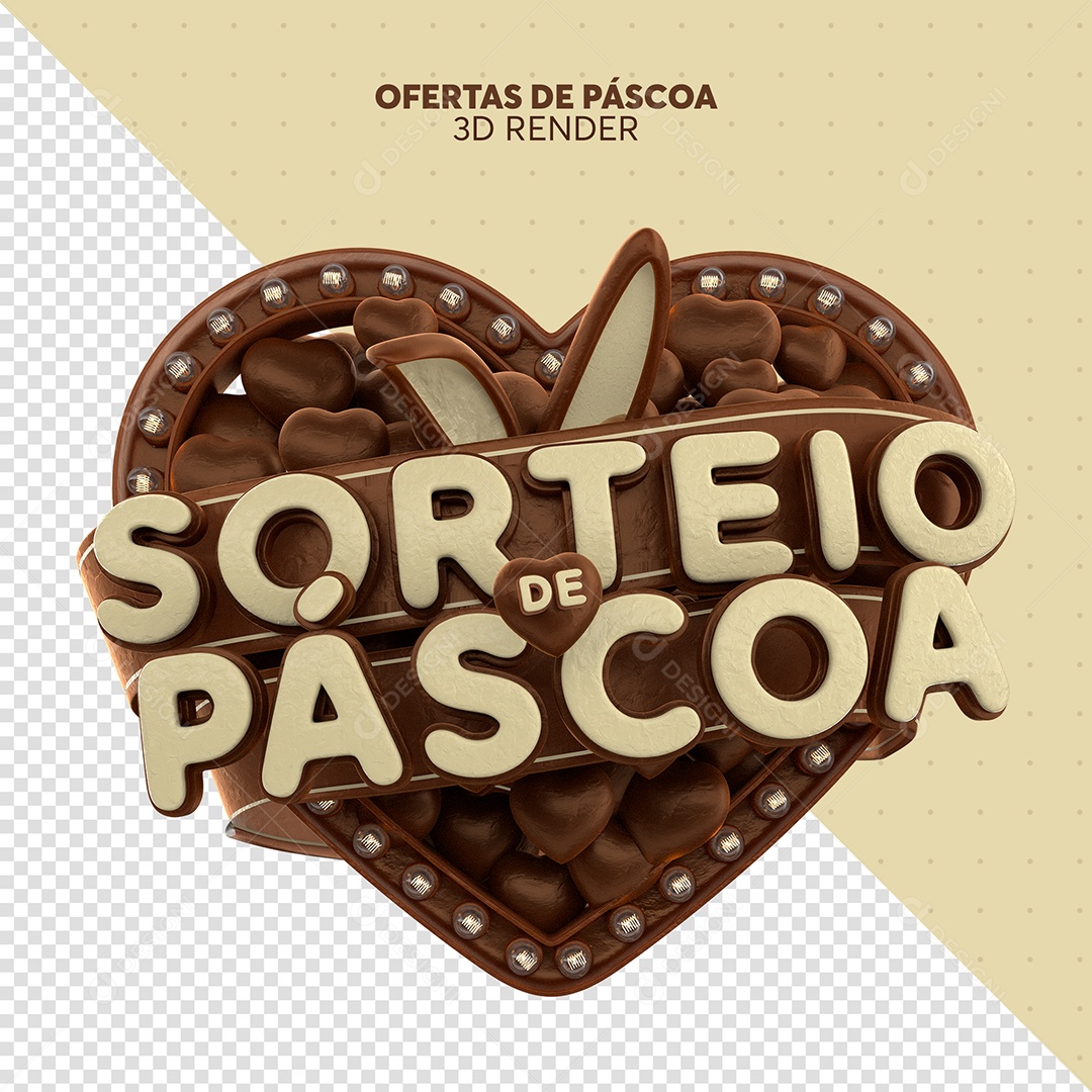 Sorteio De Páscoa Selo 3D Para Composição PSD