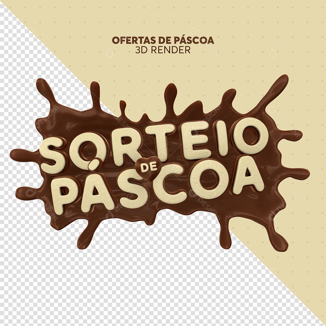 Sorteio De Páscoa Selo 3D Para Composição PSD
