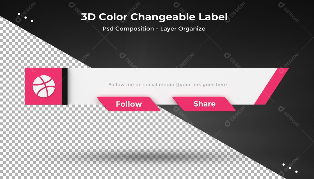 Ícone De Branco E Rosa Dribbble Elemento 3D PSD