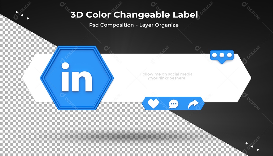 Icone Azul De LinkedIn Elemento 3D PSD