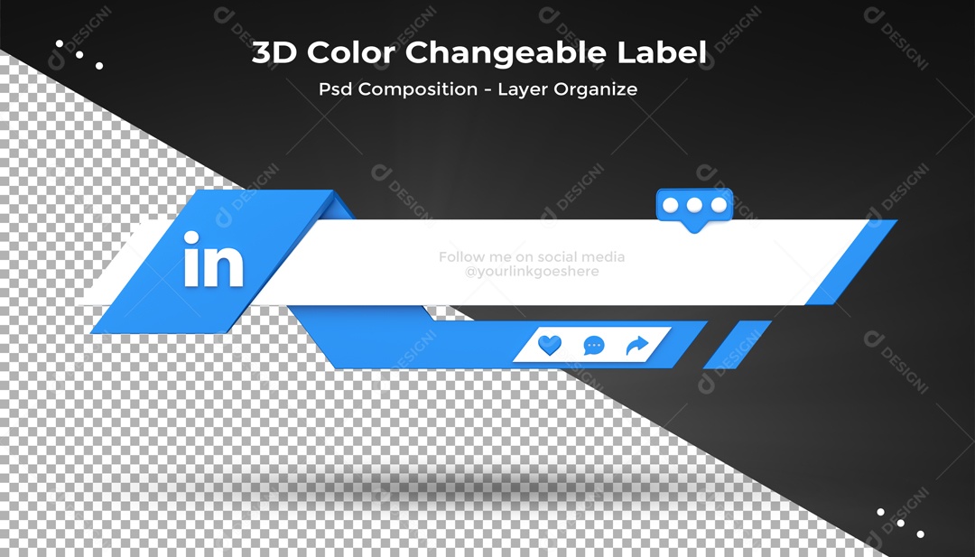 Icone Branco E Azul De LinkedIn Elemento 3D PSD