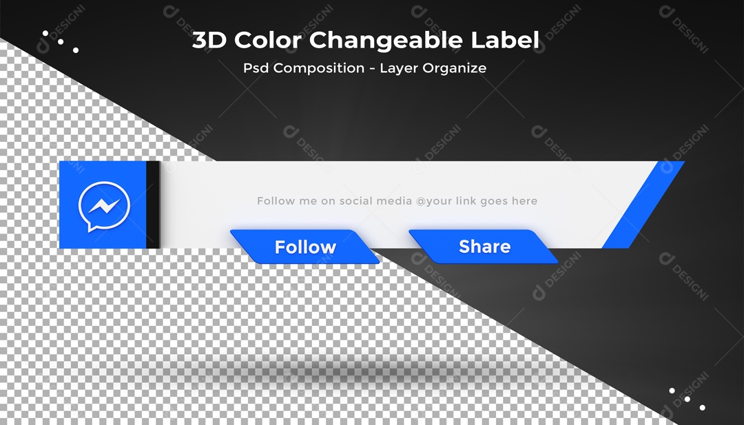 Etiqueta Editável Azul Messenger Elemento 3D PSD