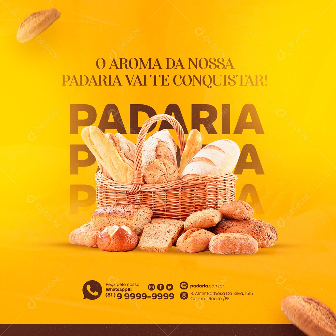 O Aroma Da Nossa Padaria Vai Te Conquistar Social Media PSD Editável