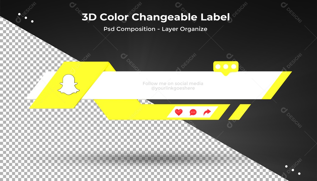 Etiqueta Editável Curtir Snapchat Elemento 3D PSD