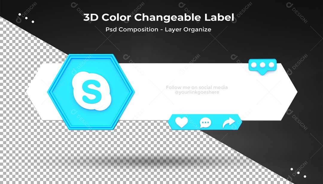Etiqueta Editável Skype Elemento 3D PSD