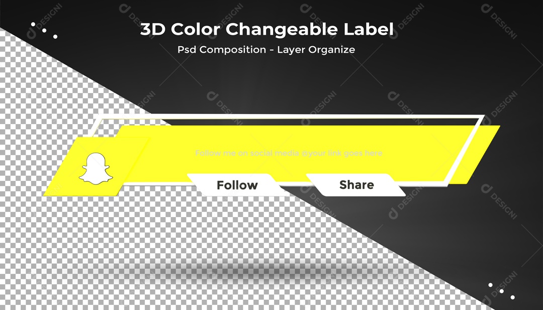 Etiqueta Editável Amarela Snapchat Elemento 3D PSD