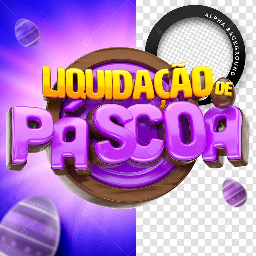 Selo 3D Para Composição Liquidação de Páscoa PSD
