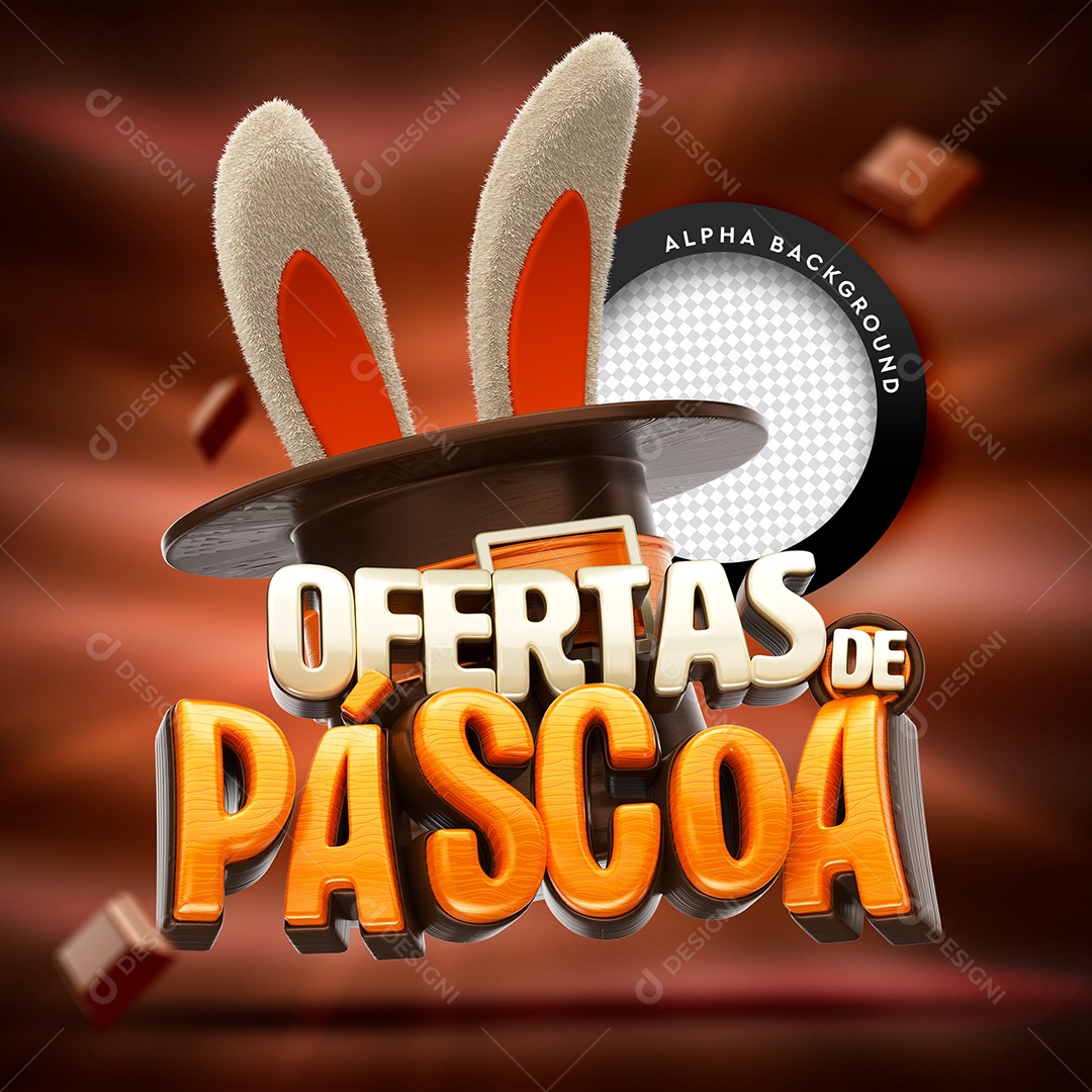 Selo 3D Para Composição Ofertas de Páscoa PSD