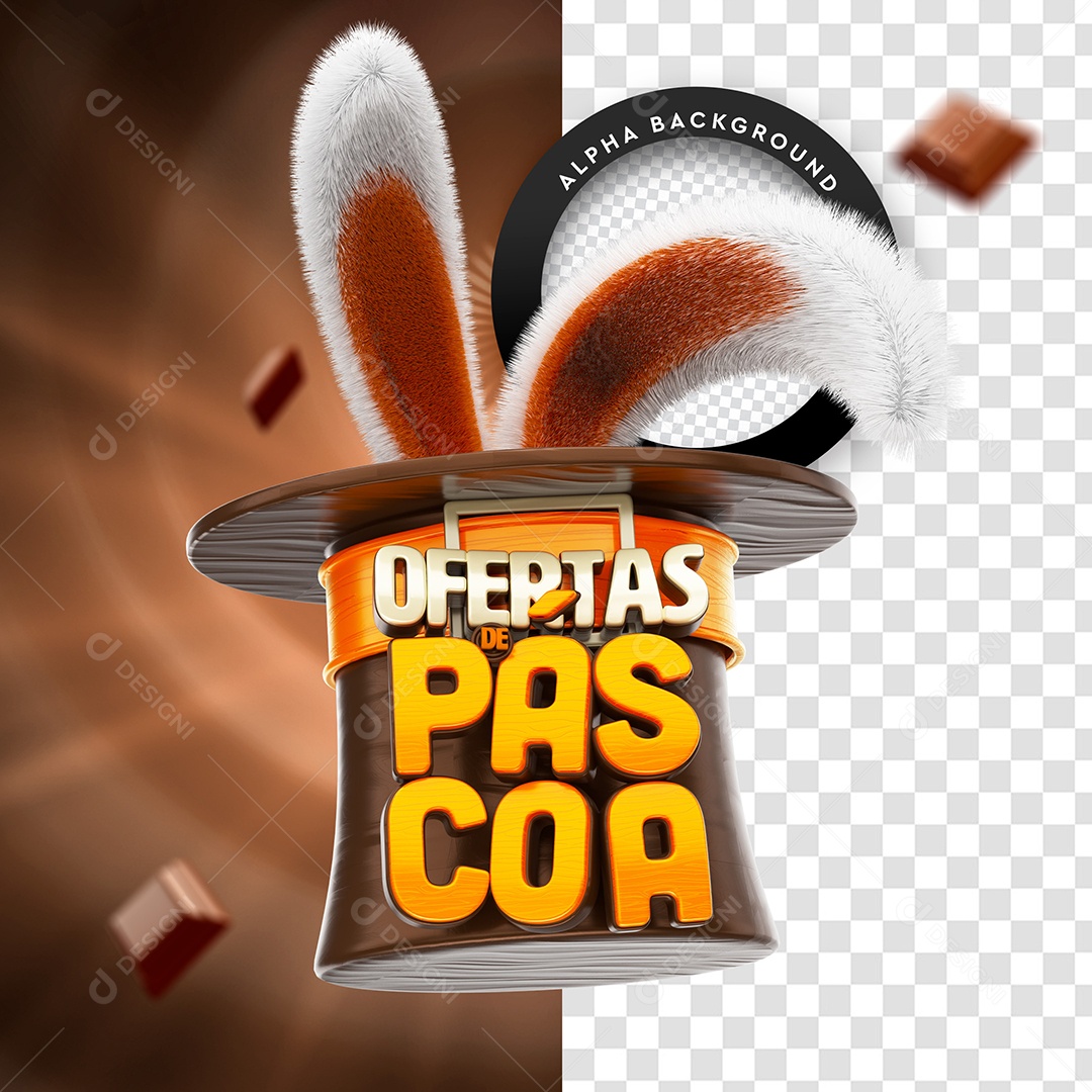 Selo 3D Para Composição Ofertas de Páscoa PSD