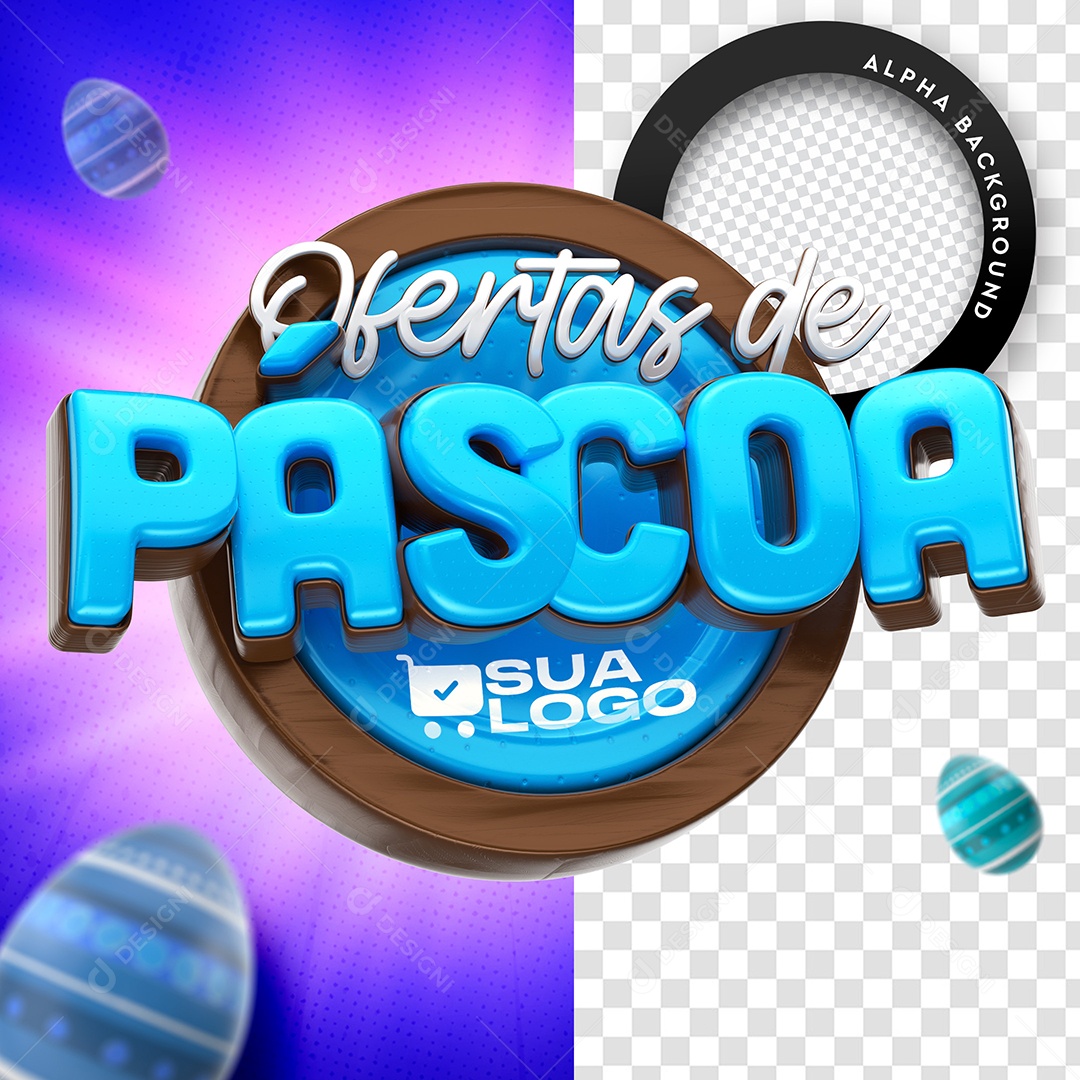 Selo 3D Para Composição Ofertas de Páscoa PSD