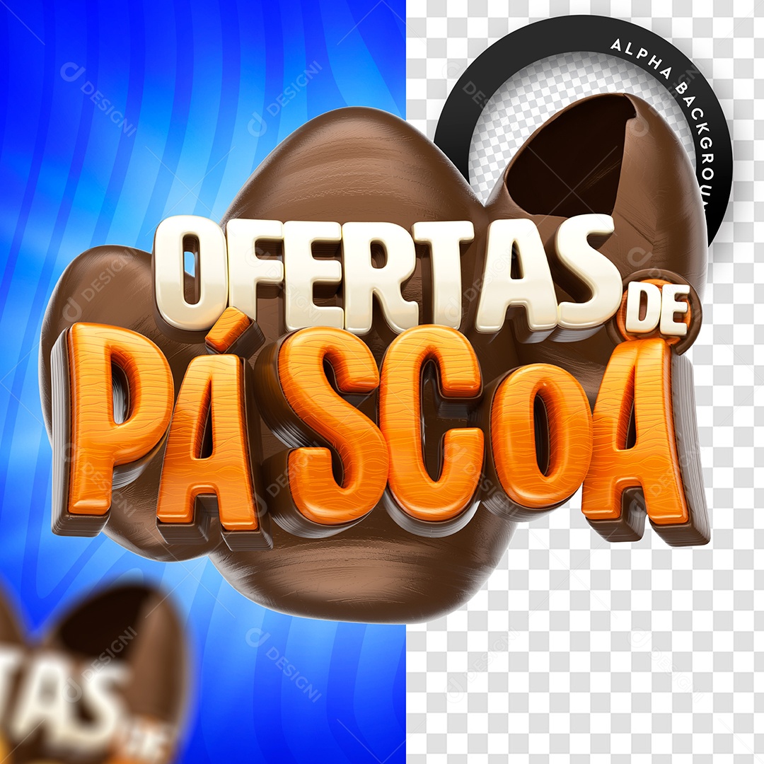 Selo 3D Para Composição Ofertas de Páscoa PSD