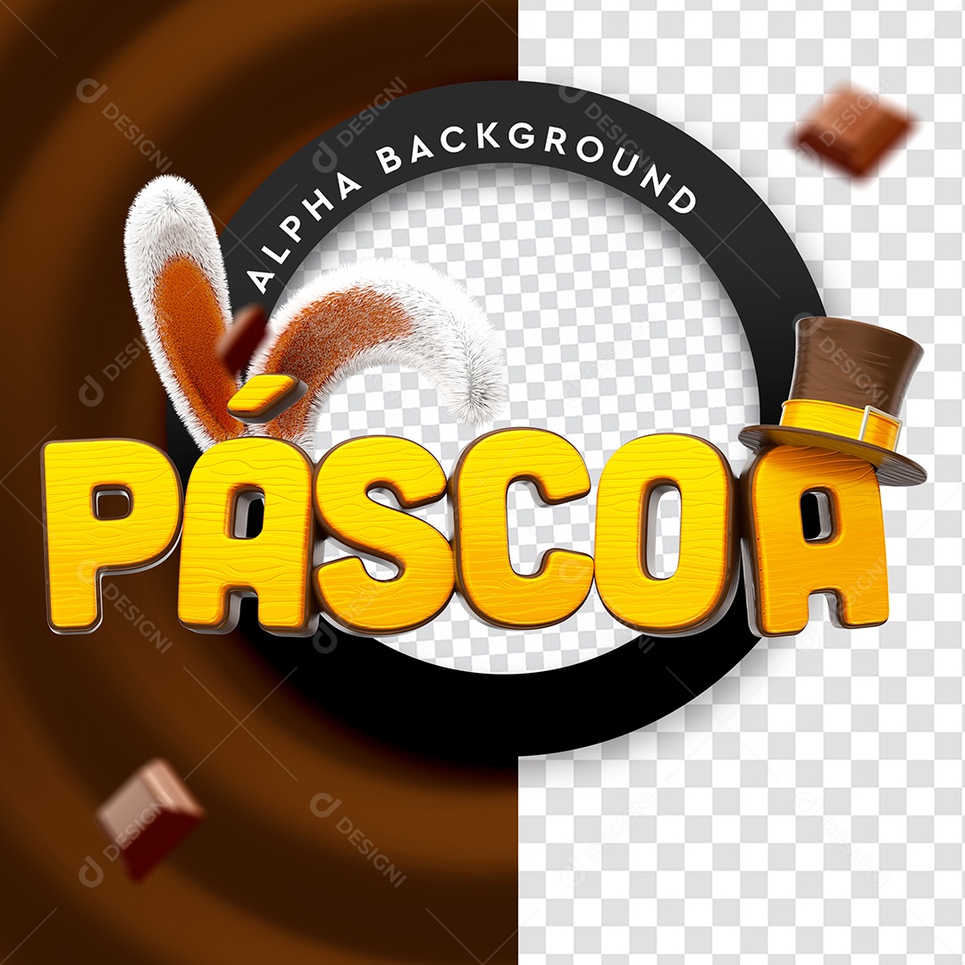 Selo 3D Para Composição Páscoa PSD