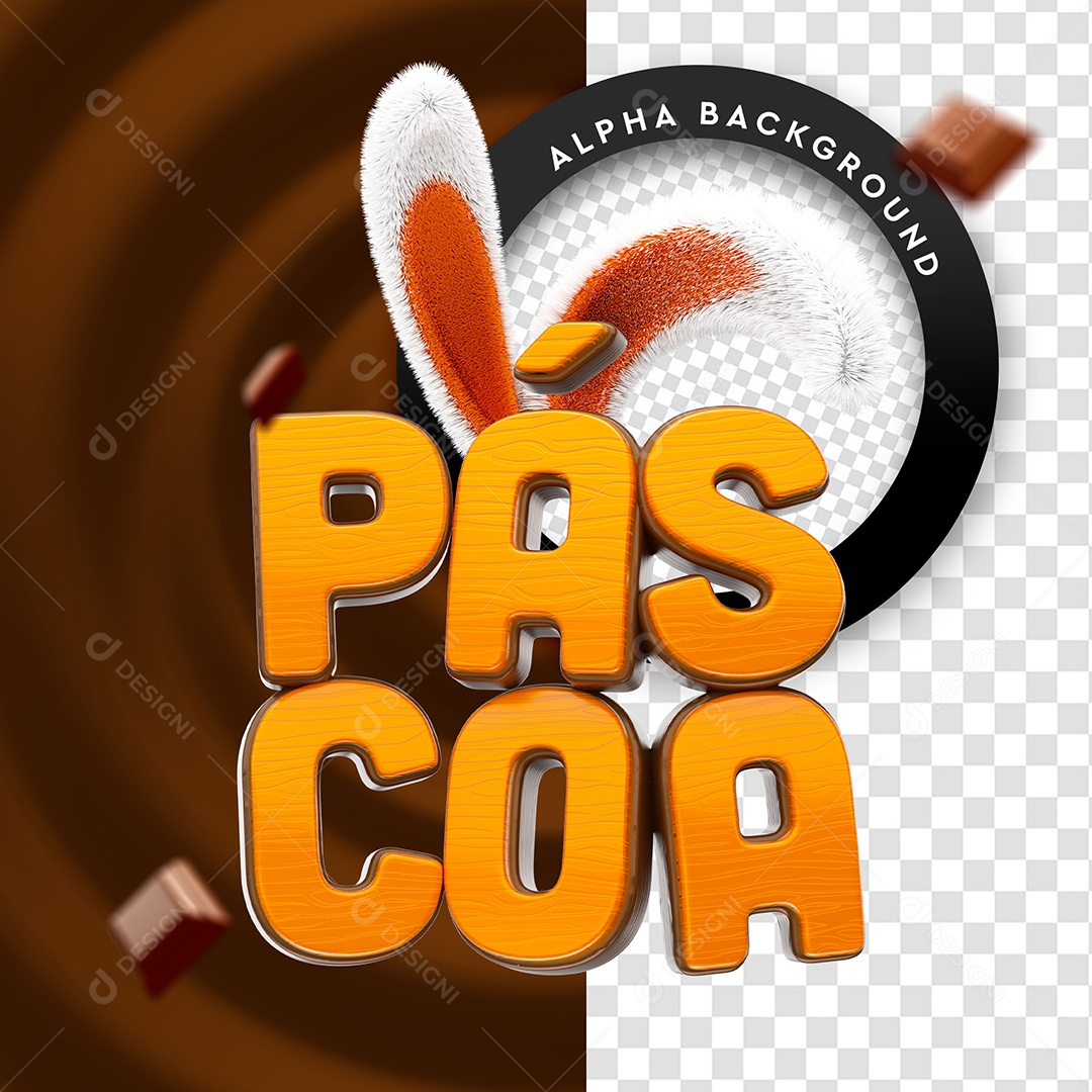 Selo 3D Para Composição Páscoa PSD