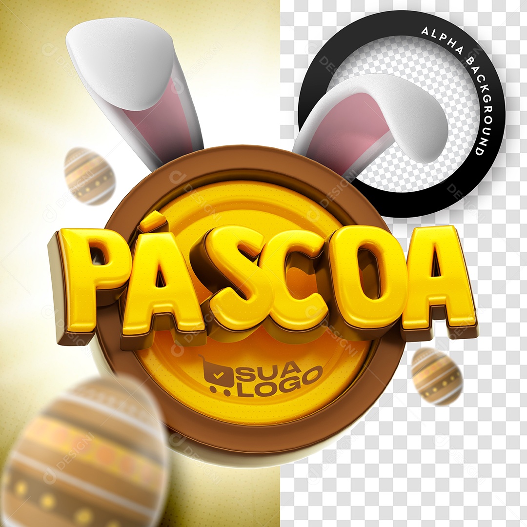 Selo 3D Para Composição Páscoa PSD