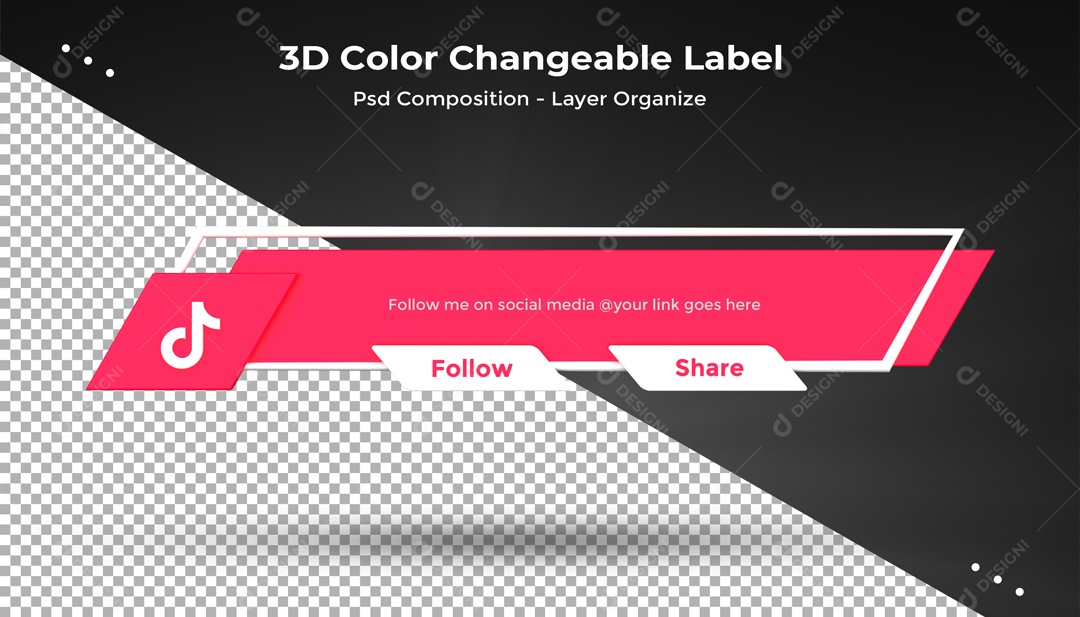Pink TikTok Editable Label Comment Share 3D PSD Element