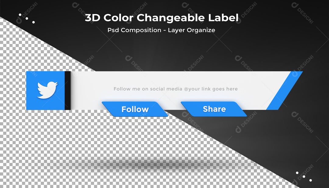 Etiqueta Editável Twitter Comentar Compartilhar Azul E Branco Elemento 3D PSD