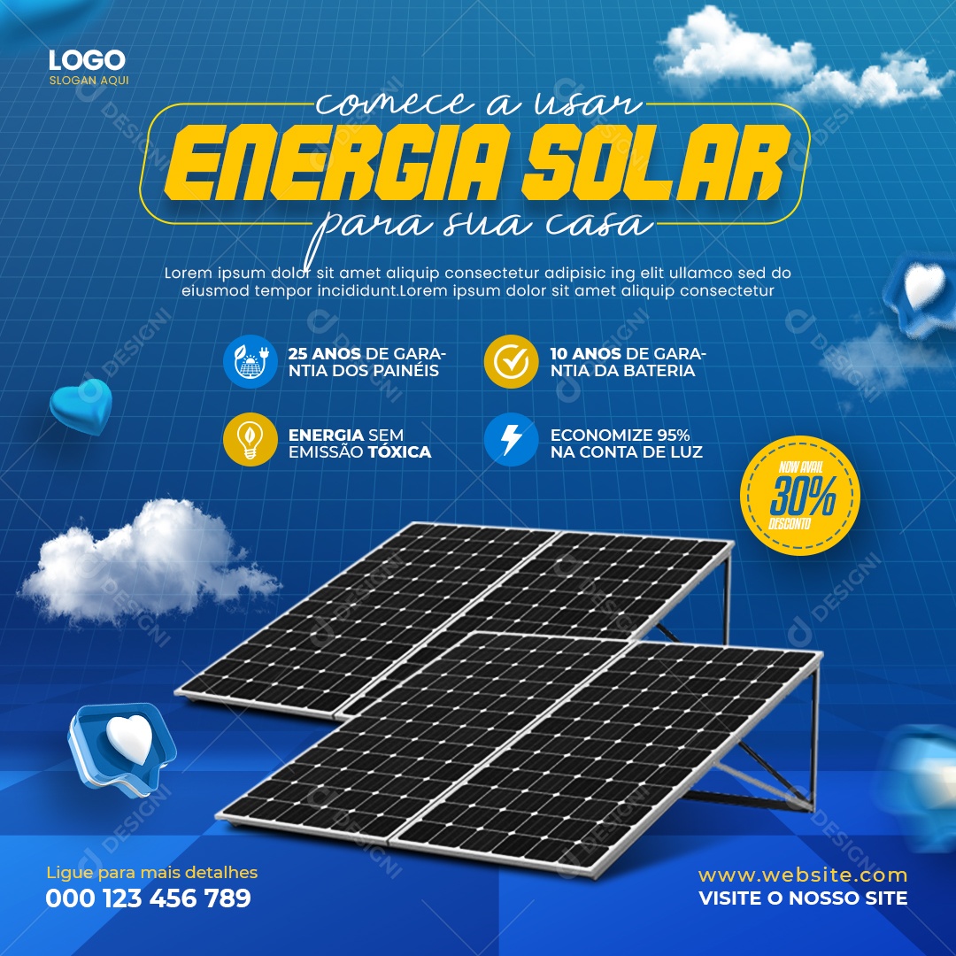 Social Media Energia Solar Para Sua Casa PSD Editável