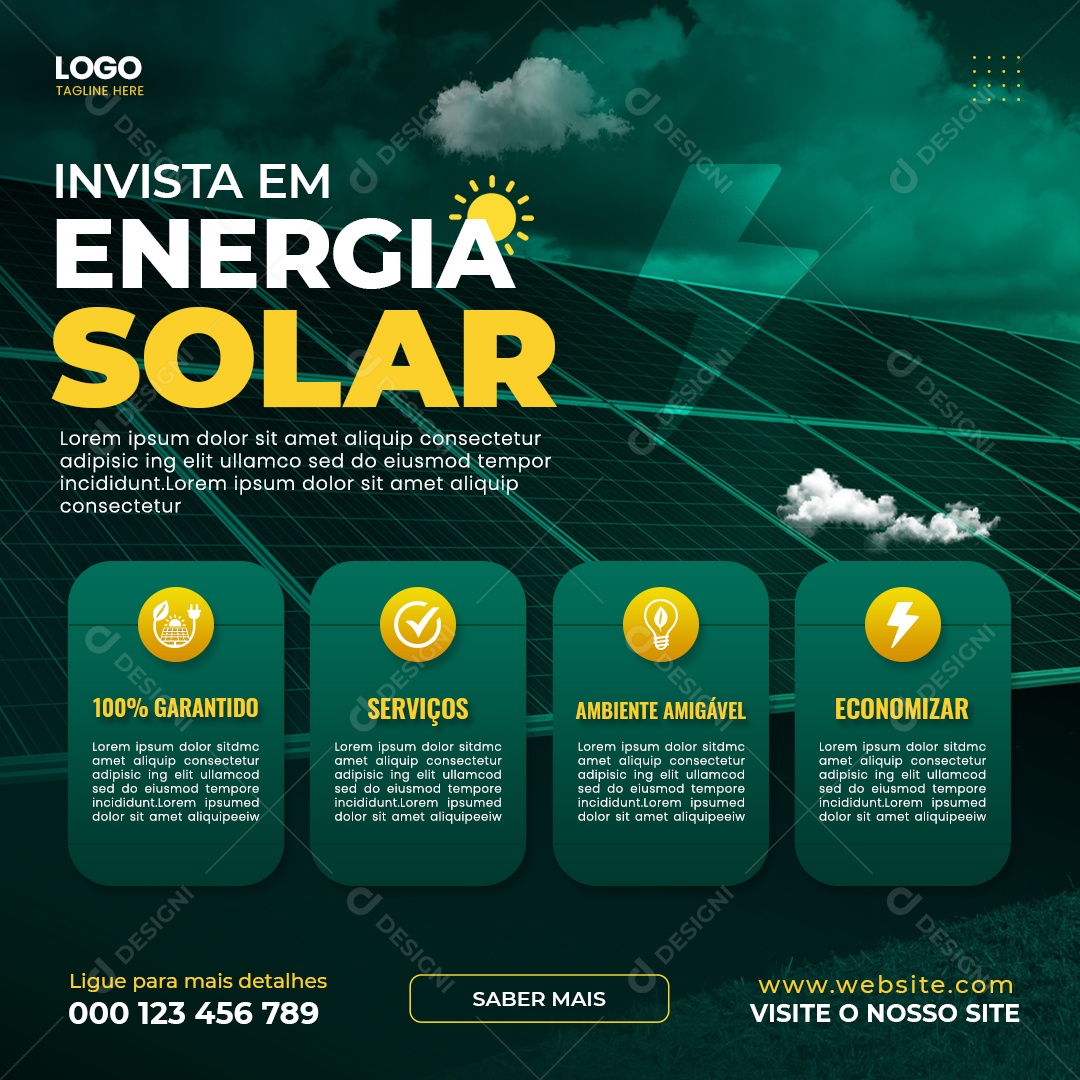 Social Media Invista Em Energia Solar PSD Editável