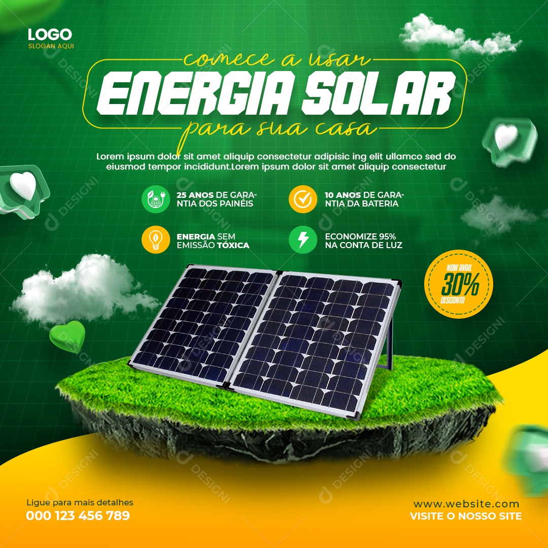 Social Media Comece a Usar Energia Solar PSD Editável