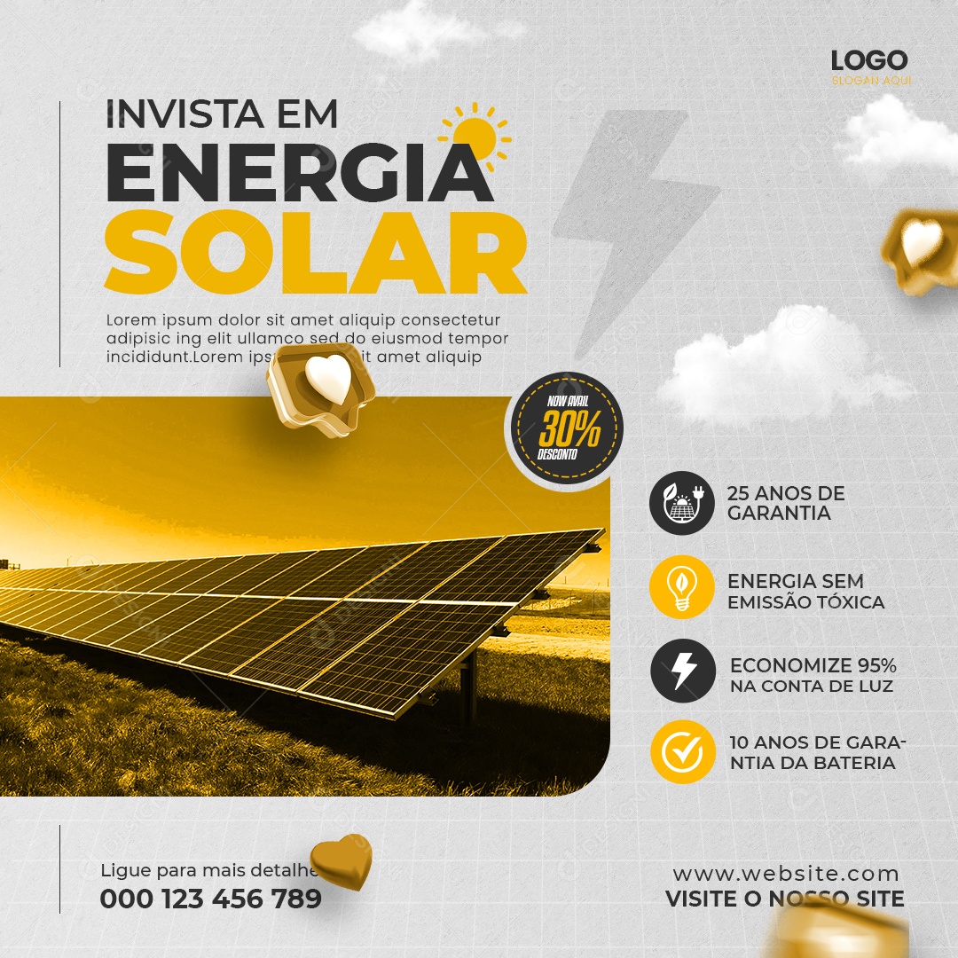Social Media Invista Em Energia Solar PSD Editável