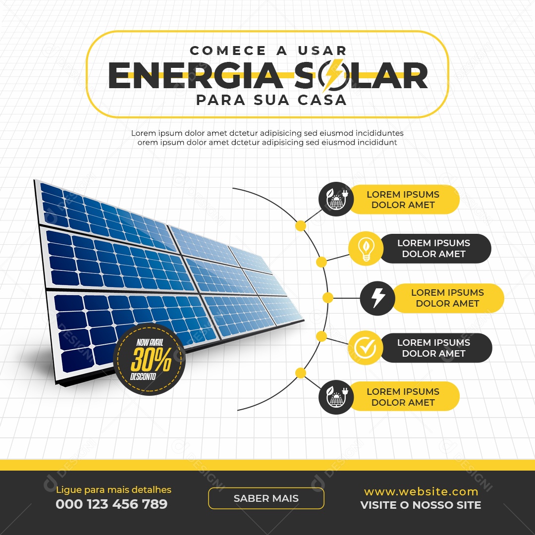 Social Media Comece a Usar Energia Solar PSD Editável