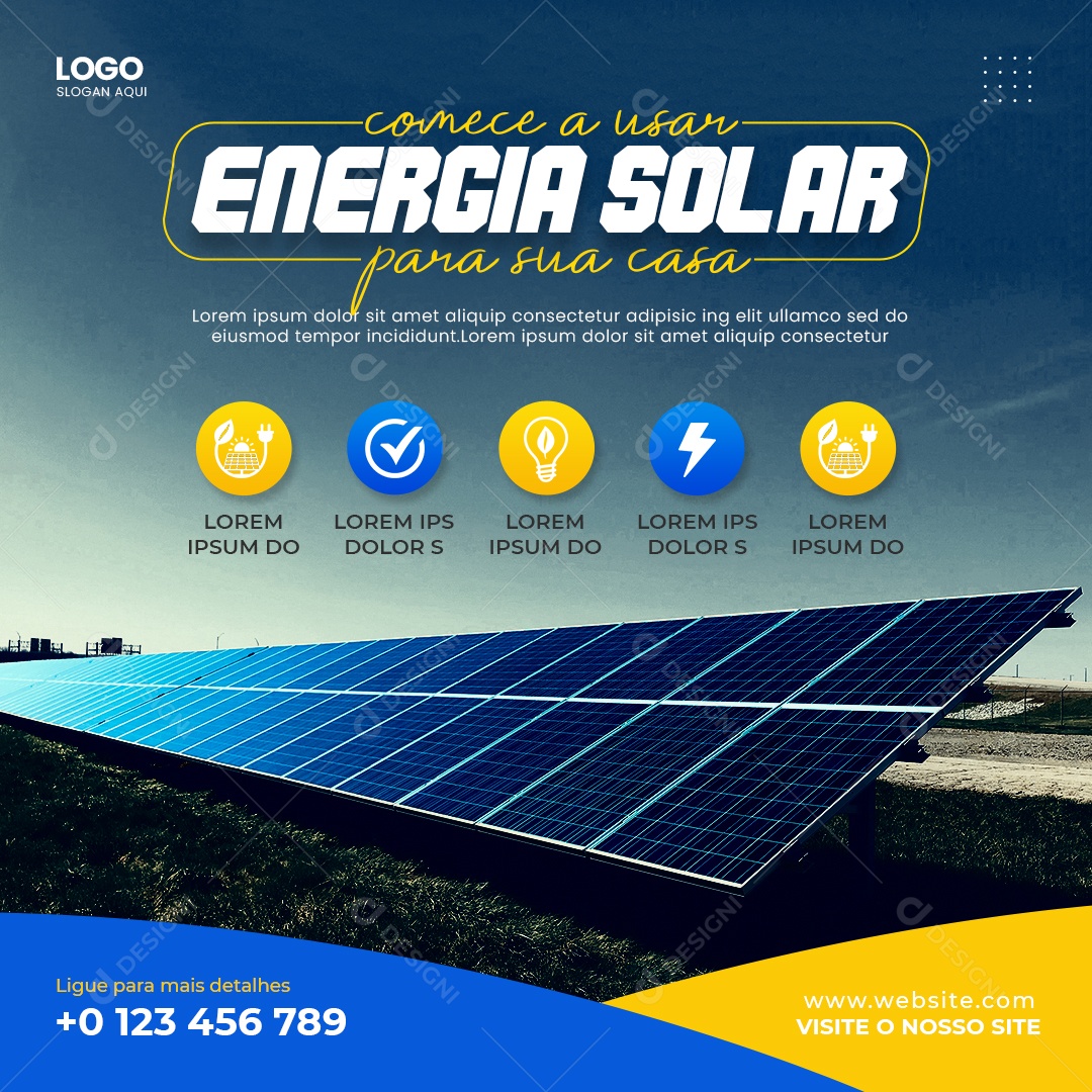 Social Media Comece a Usar Energia Solar PSD Editável
