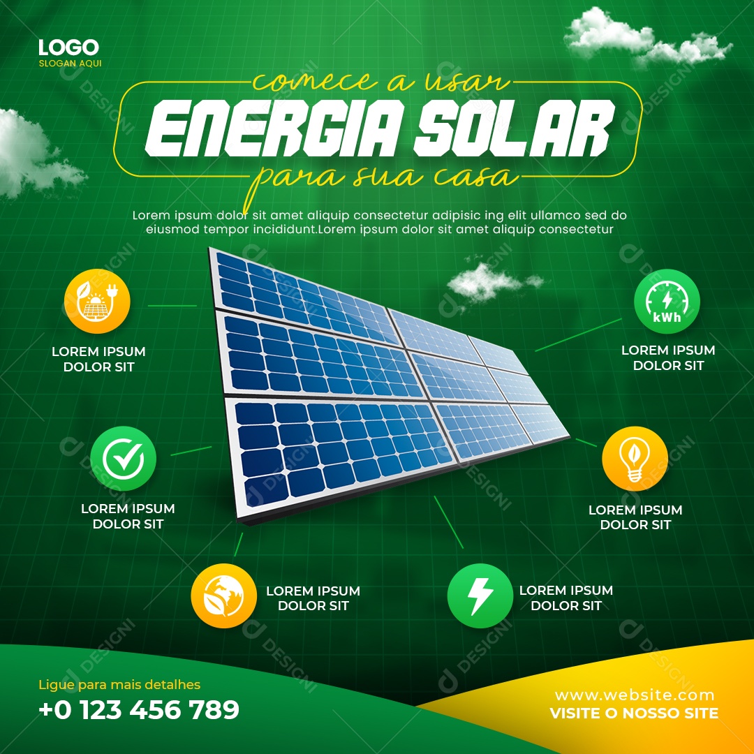 Social Media Comece a Usar Energia Solar PSD Editável