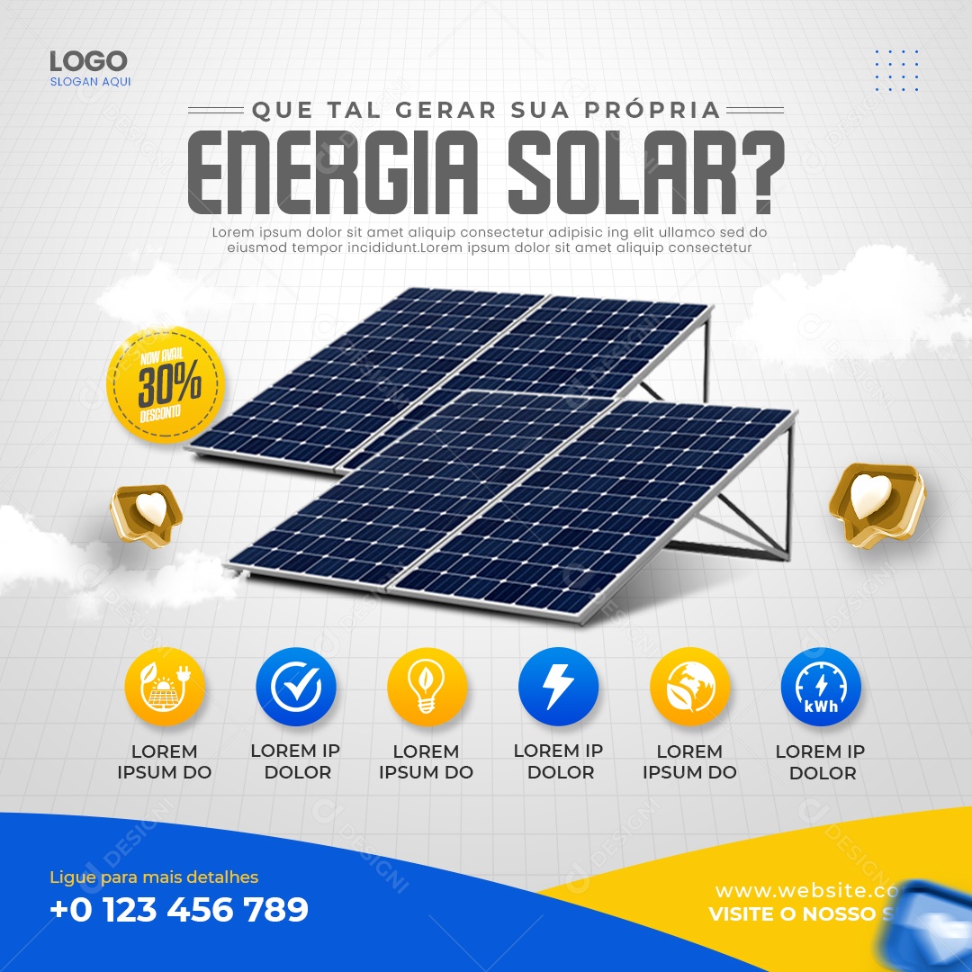 Social Media Energia Solar Que Tal Gerar Sua Própria Energia PSD Editável