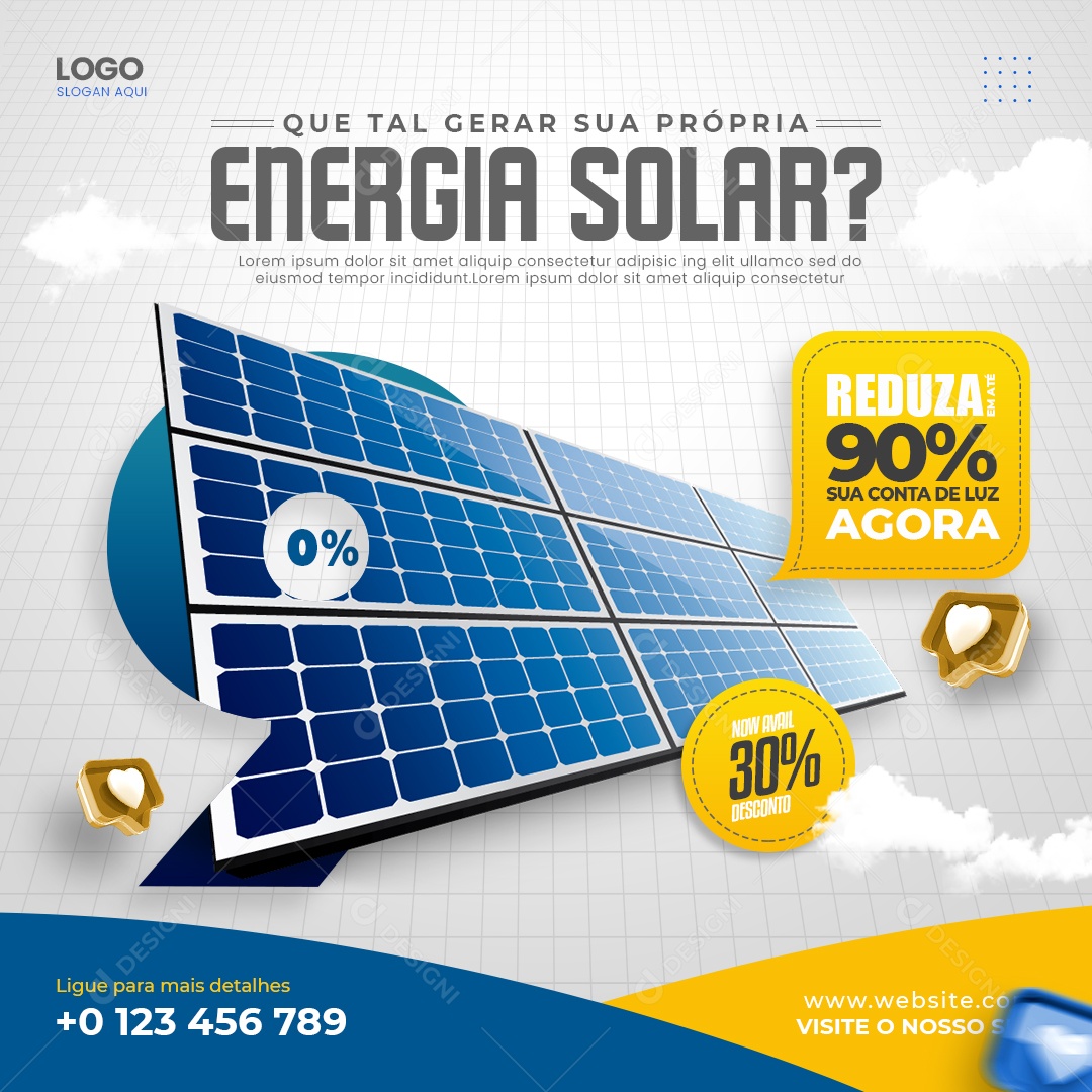 Social Media Energia Solar Que Tal Gerar Sua Própria Energia PSD Editável
