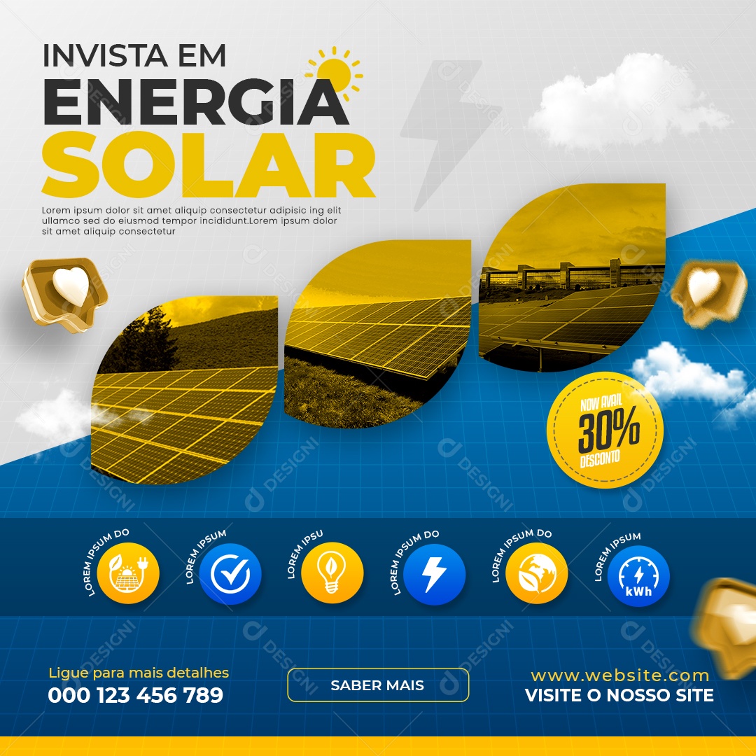 Social Media Invista Em Energia Solar PSD Editável
