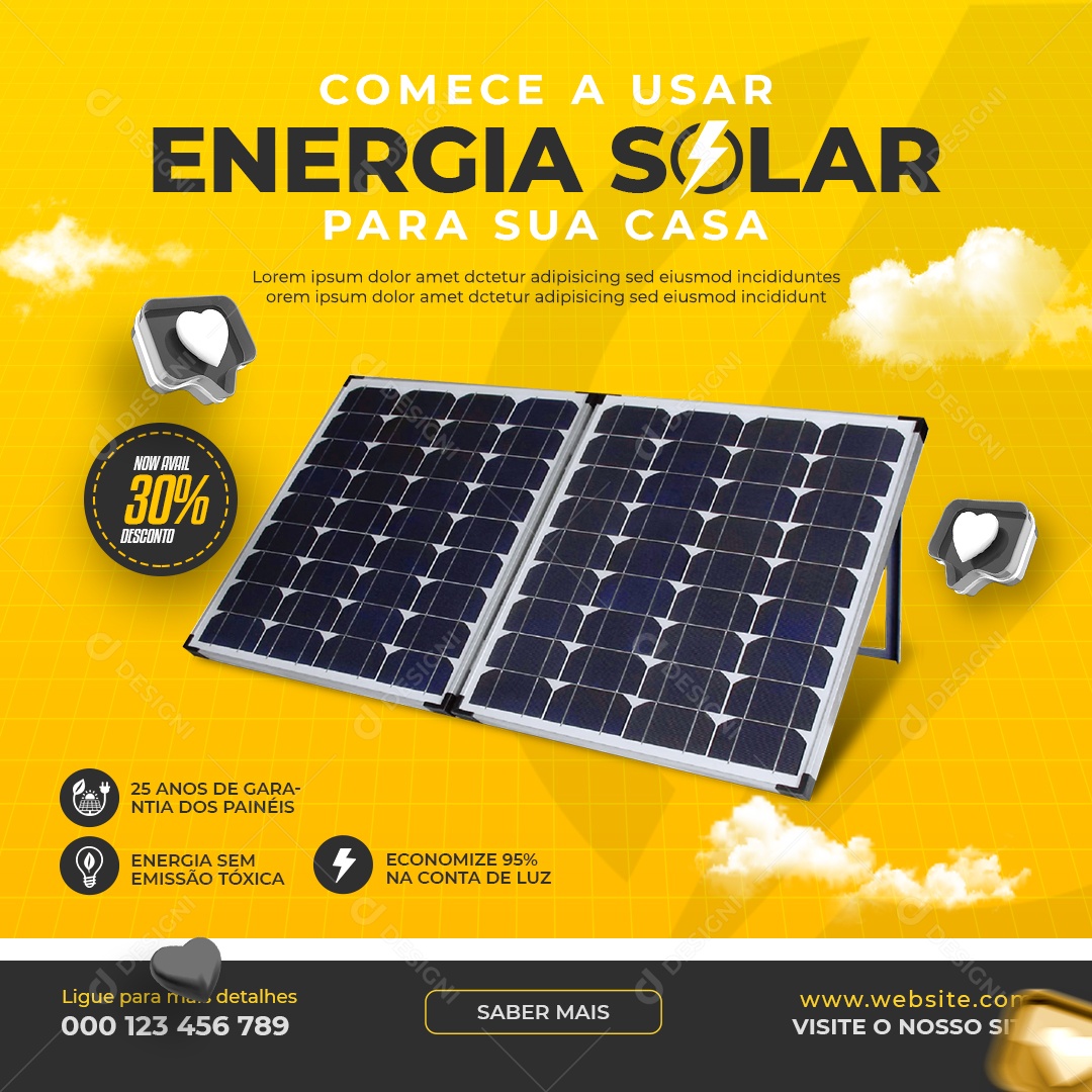 Social Media Comece a Usar Energia Solar PSD Editável