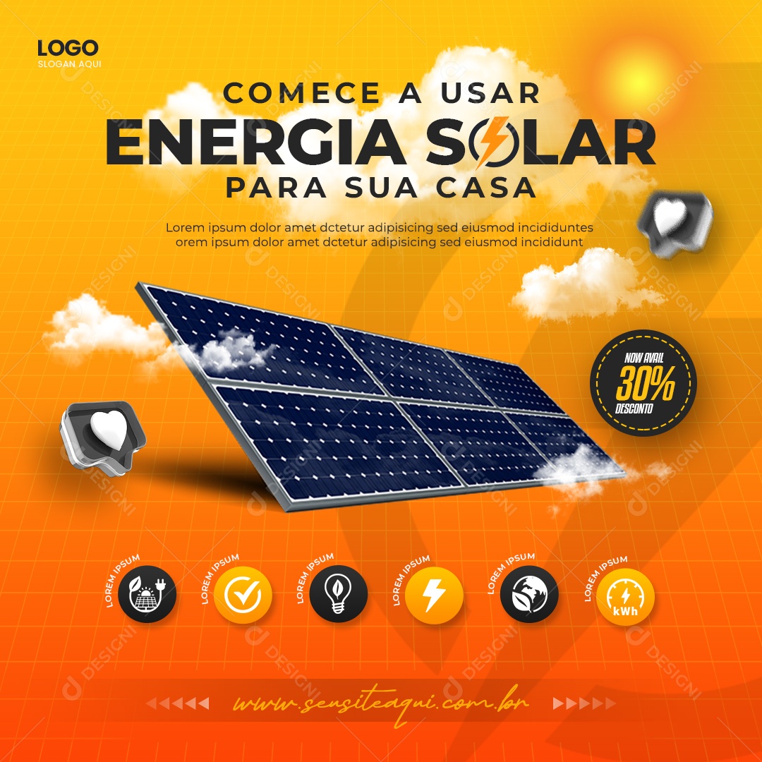 Social Media Comece a Usar Energia Solar PSD Editável