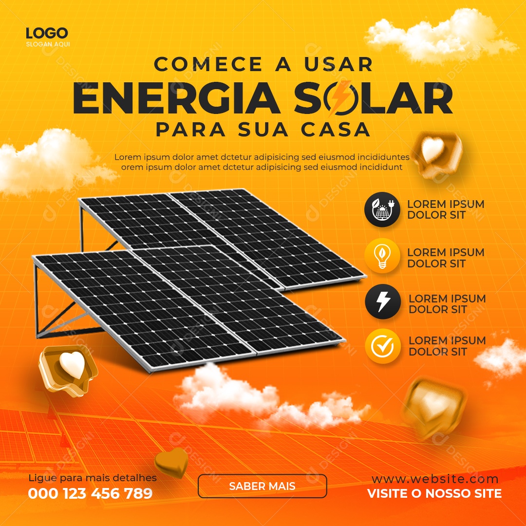 Social Media Comece a Usar Energia Solar PSD Editável