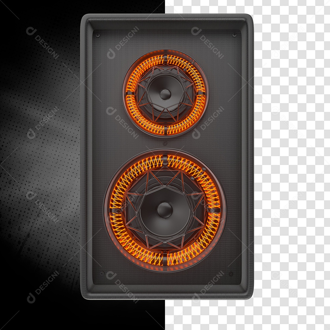 Caixa Amplificadora Com Leds Laranjas Em 3D Elemento Para Composição PSD