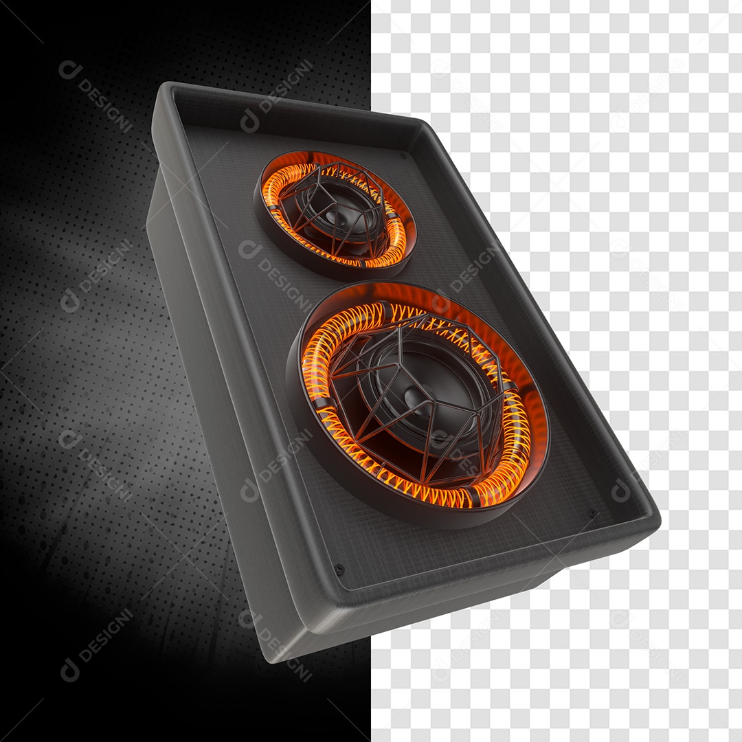 Caixa Amplificadora Com Leds Laranjas Em 3D Elemento Para Composição PSD