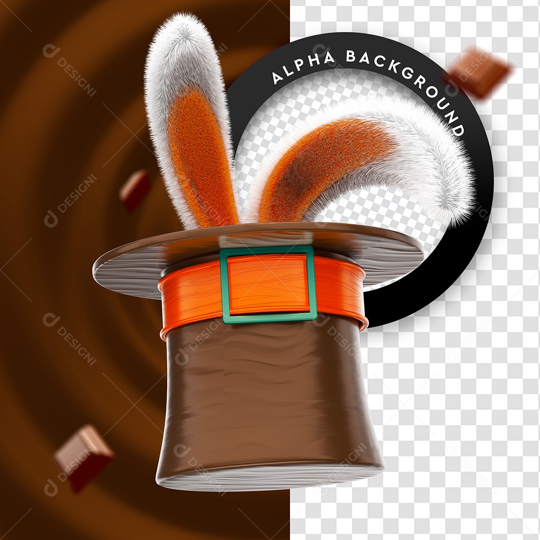 Elemento 3D Para Composição Cartola de Chocolate PSD