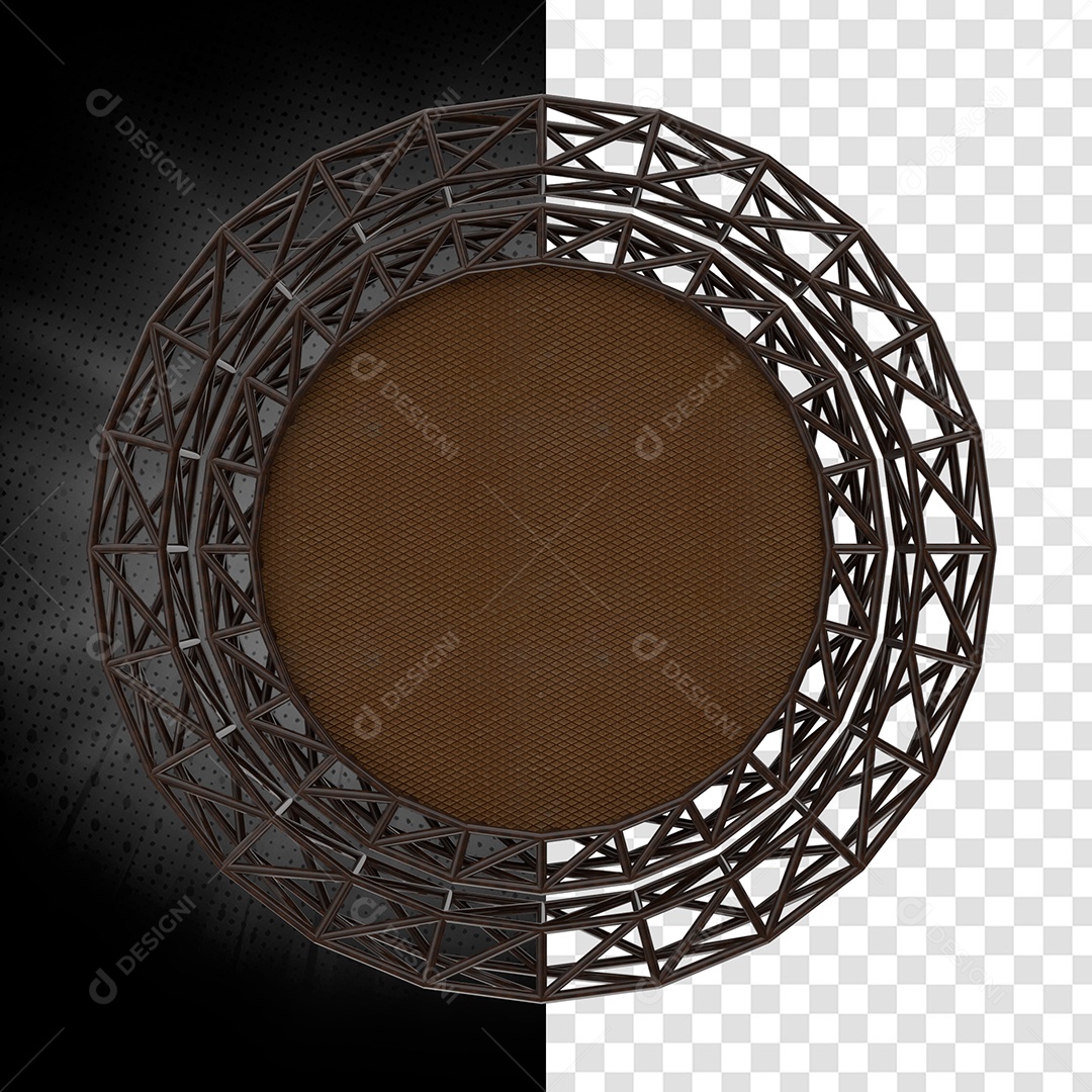 Grid Circular Metálico Com Textura Ferrugem 3D Elemento Para Composição PSD