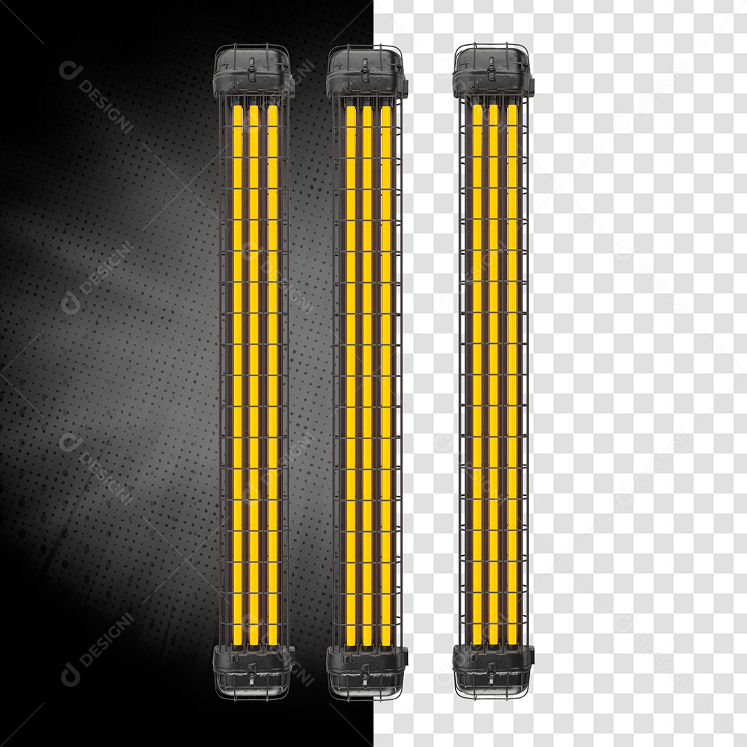 Grid Metálico Com Luzes Em Led Amarelas 3D Elemento Para Composição PSD
