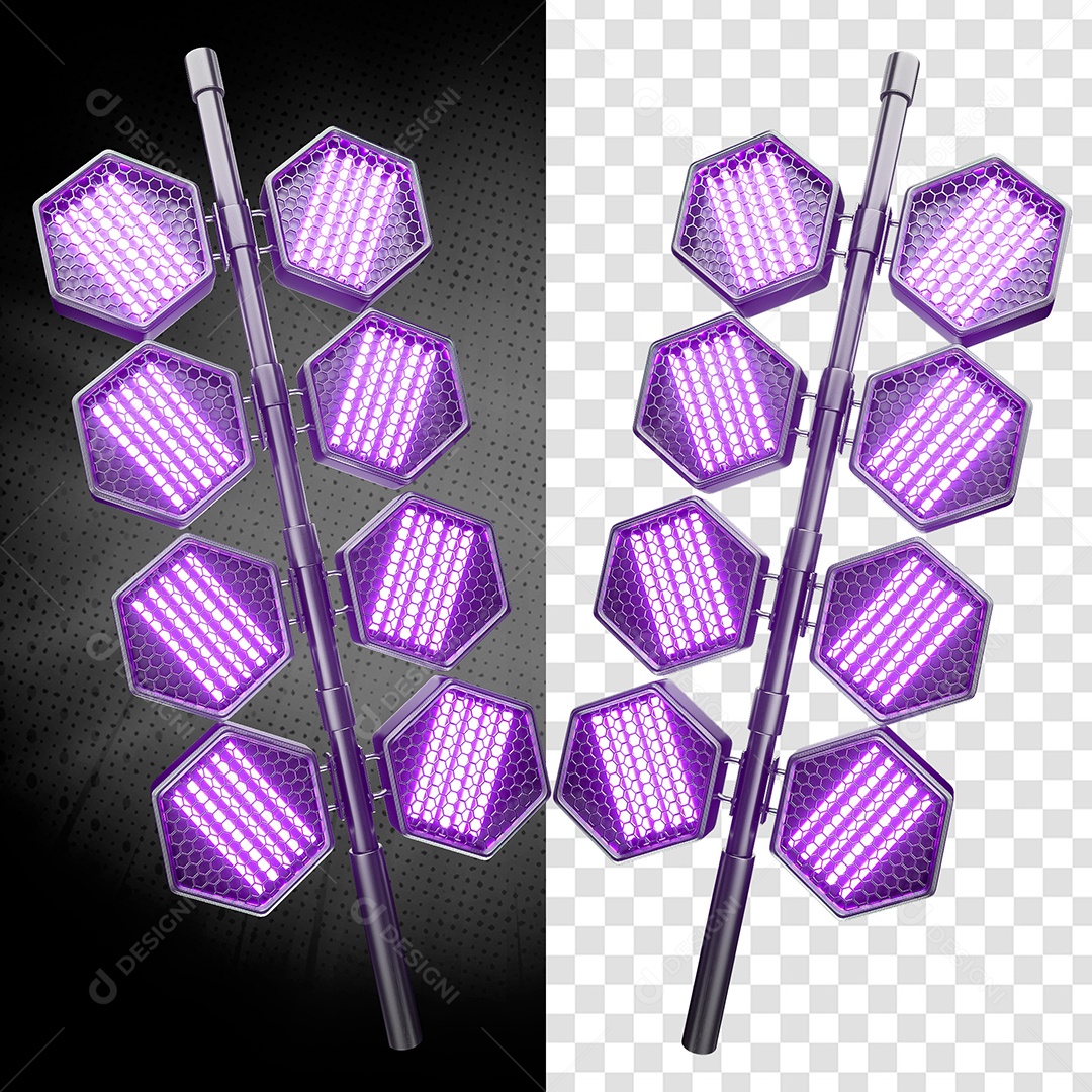 Refletores De Luz Com  Luzes Roxas 3D Elemento Para Composição PSD