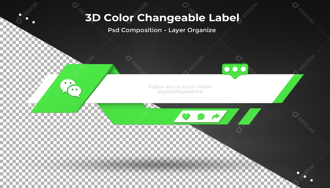 Etiqueta Editável Wechat Curtir Comentar Compartilhar Elemento 3D PSD