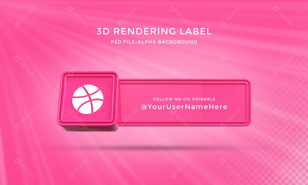 Placa 3D Para Composição de Texto Rosa Dribbble PSD
