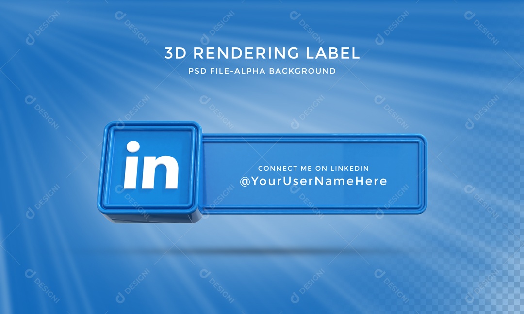 Placa 3D Para Composição de Texto Azul LinkedIn PSD