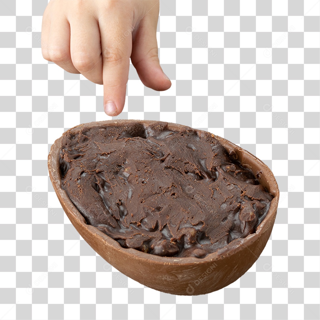 Mão com Ovo de Chocolate Para a Páscoa PNG Transparente