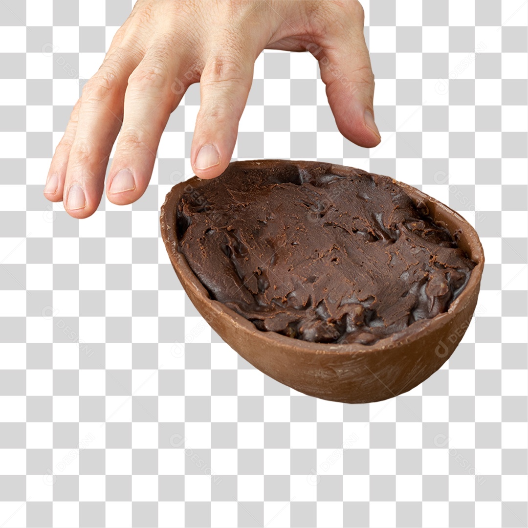Mão com Ovo de Chocolate Para a Páscoa PNG Transparente