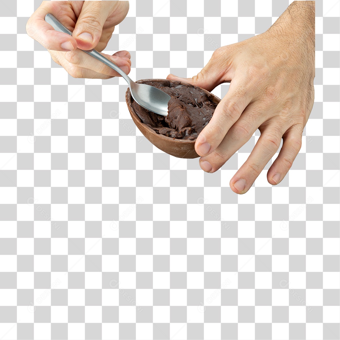 Mão com Ovo de Chocolate Para a Páscoa PNG Transparente