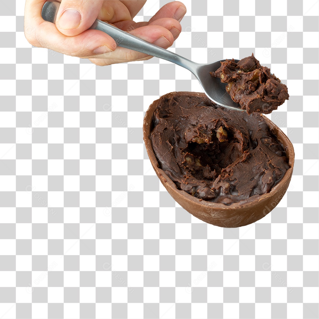 Mão com Ovo de Chocolate Para a Páscoa PNG Transparente